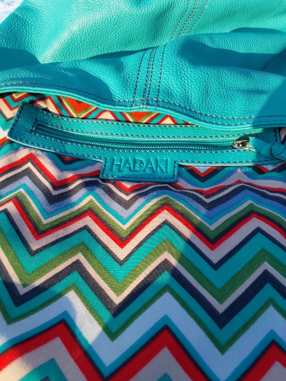 2015 HADAKI TURQUOISE LEATHER HOBO BAG